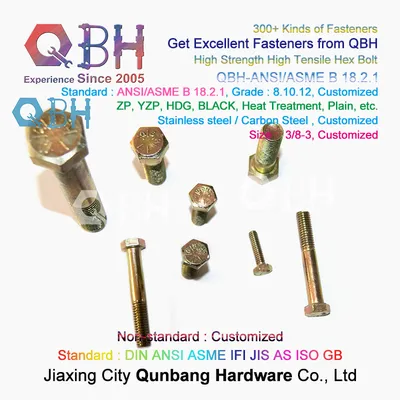 Qbh High Strength ANSI/ASME B 18.2.1 High Tensile Hex Bolt, Heavy Bolt Gr8