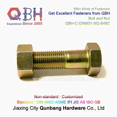 Qbh High Strength Gr 8.8, 10.9, 12.9 Zinc DIN931/DIN933 Carbon Steel Full Thread/Half Thread Hex Bolt