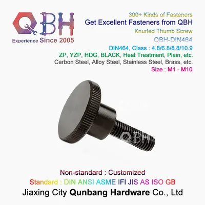 Qbh High Type DIN 464 Carbon Stainless Steel Brass Right Hand Thread Round Head Black Knurled Thumb Bolts