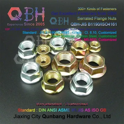 Qbh ISO 4161 Carbon Steel M5-M20 ISO4161 Style 2-Coarse Thread Hex Hexagonal Head Serrated Toothed Tooth Flange Lock Nuts