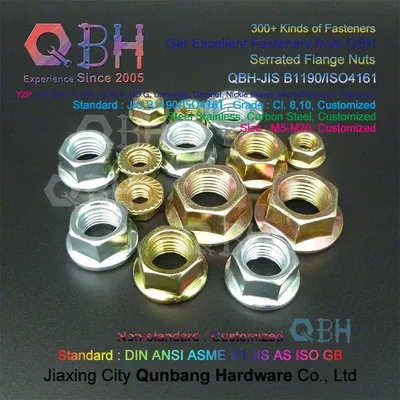 Qbh ISO 4161 Carbon Steel Yzp Yellow Zinc Plated Platting ISO4161 Hex Head Serrated Flange Nuts