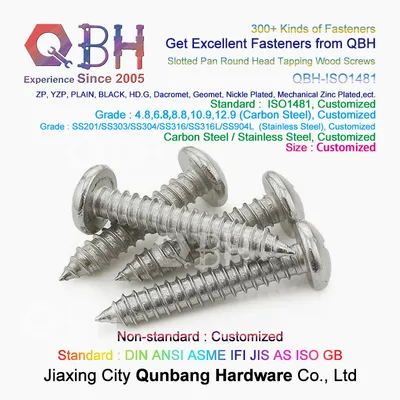 Qbh ISO1481 Slotted Pan Round Head Tapping Wood Screws