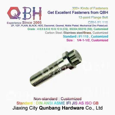 Qbh Ifi115-2002 SS304 SS316 Stainless Steel Plain 1/4 to 1-1/2 Inch Flange 12-Point Screws