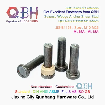 Qbh JIS ANSI ISO GB M10 to M25 Ceramic Ferrules Bridge Ship Boat Steel Works Steel-Works Roof Housetop Shear Concrete Seismic Wedge Anchor Welding Studs