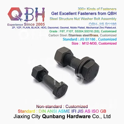 Qbh JIS B1186 Building Materials Class F8t/F10t Carbon Steel Black Hex Steel Nut Washer Bolts Combo Steel Structure Fasteners