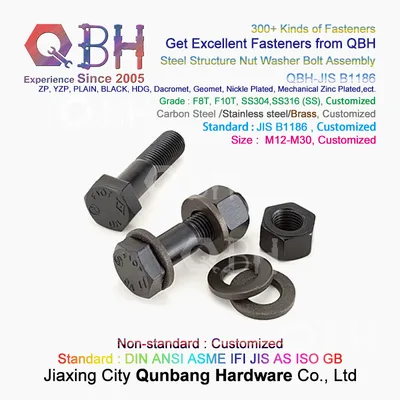 Qbh JIS B1186 Grade F8t/F10t Steel Structure Building Materials Carbon Steel Black Hex Steel Nut Washer Bolts Assembly Sets