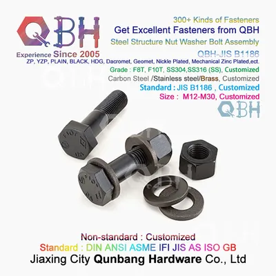 Qbh JIS B1186 Grade F8t/F10t Steel Structure Carbon Steel Black Hex Hexgon Hexgonal Steel Nut Washer Bolts Building Spare Parts