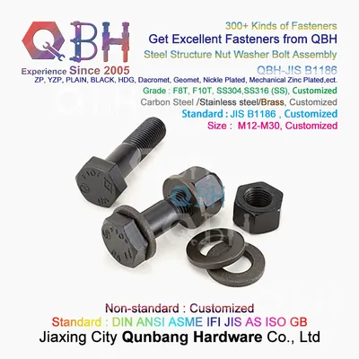Qbh JIS B1186 M12-M30 Steel Structure F8t F10t Hex Bolt Nut Washer Jisb1186 Fastener Fittings Carbon Steel Construction Building Components