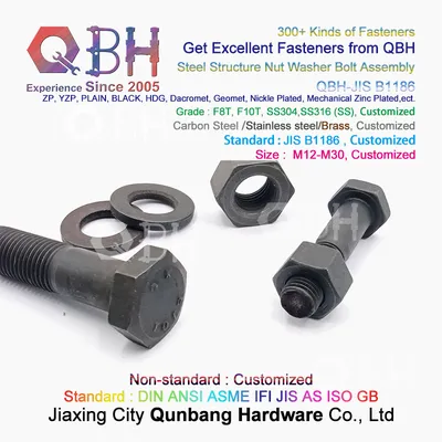 Qbh JIS B1186 M12-M30 Steel Structure F8t F10t Hex Bolt Nut Washer Jisb1186 Fastener Fittings Carbon Steel Construction Building Materials