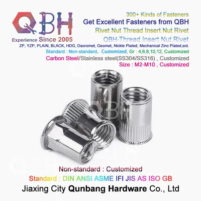Qbh Knurled Flat Round Head Nutsert Rivet Nuts