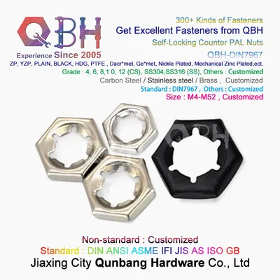 Qbh M4-M52 DIN 7967 Black / Zinc-Plated Carbon Steel DIN7967 Self Locking Counter Pallnut