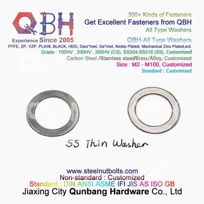 Qbh M5~M24 Stainless Steel SS304/SS316 Thin Washer