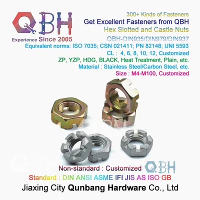 Qbh M6-M68 Thin/Thick Hexagon Hexagonal Slotting Slotted Castled Spindle Axle Nut Trailer Fastening Fittings