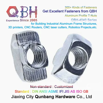 Qbh M6 M8 Building Industrial Aluminum Frame Structures 3D Printers CNC Routers CNC Laser Cutters Robotics Projects T Hammer Hammered Nut