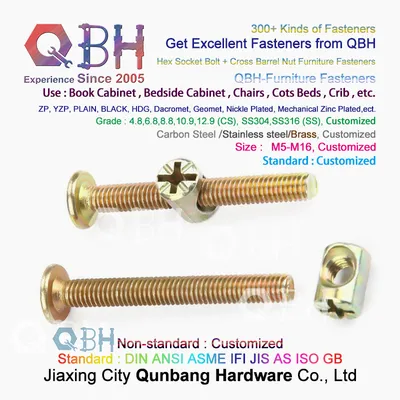 Qbh M6X50 Bunk Bed Round Hex Socket Drive Bolt and Round Nut