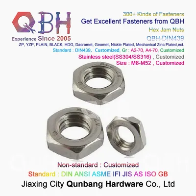 Qbh M8-M52 Staniless Steel SS304 A2-70 SS316 A4-70 Hex Hexagon Thin Nuts (DIN439, S. S., 304, 316)