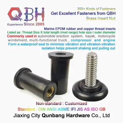 Qbh Multi-Functional Truck Machining Repairing Maintenance Parts EPDM Rubber & Copper Brass Thread Customized Rubber Anchor Nut & Bolt