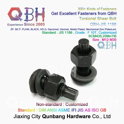 Qbh Nickle Plated Plain Black HDG Steel Structure Torsional Shear Tension Control Tc Bolt Nut Washer Bridge Splice Plate Replacement Spare Accessories