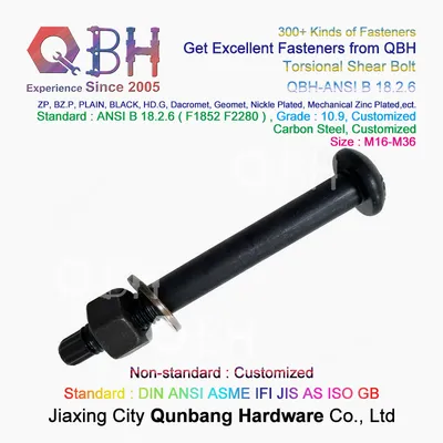 Qbh Nickle Plated Plain Black HDG Steel Structure Torsional Shear Tension Control Tc Bolt Nut Washer Bridge Splice Plate Replacement Spare Component