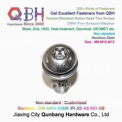 Qbh OEM Customized Non-Standard Stainless Steel Tamper-Resistant Torx Head Machinery Machine Screws with Washer