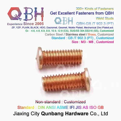Qbh OEM ODM Car Auto Copper Brass Capacitor Discharge PT Type Weld Stud Bolt