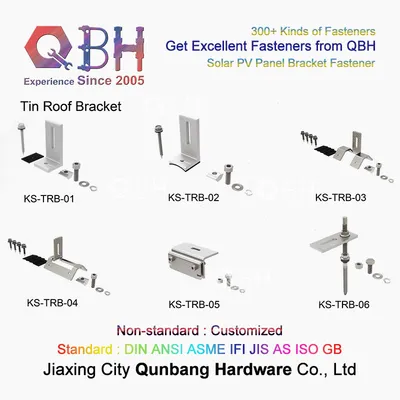 Qbh OEM ODM Civil Commercial Industrial Customized General-Purpose PV Photovoltaic Rack Tin Roof Aluminum Alloy Solar Bracket Building Construction Fasteners