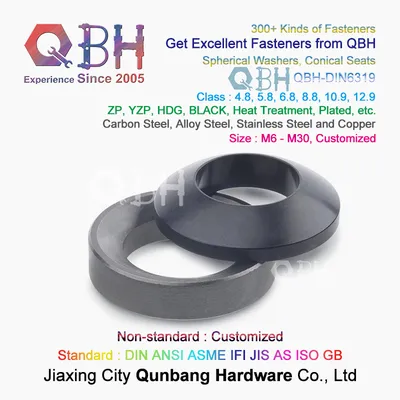 Qbh OEM ODM Custom-Made DIN6319 M6-M30 Carbon Steel Alloy Steel Stainless Steel Copper Brass Customized Conical Spherical Round Special Sealing Washers