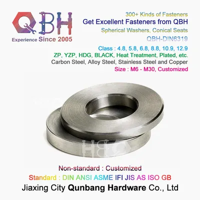 Qbh OEM ODM Custom-Made DIN6319 M6-M30 Carbon Steel Alloy Steel Stainless Steel Copper Brass Customized Conical Spherical Round Special Washer Backup Ring