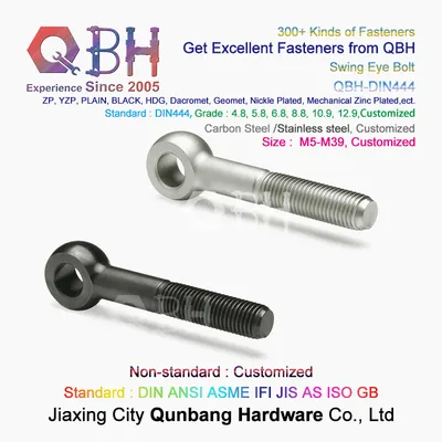 Qbh OEM ODM M5-M39 DIN 444 High Strength Building Materials Black Eye Swing Screws