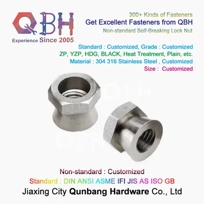 Qbh OEM ODM Stainless Steel SS304 SS316 A2 A4 /Carbon Steel Customized Self-Breaking Anti-Theft Break off Breakaway Nuts