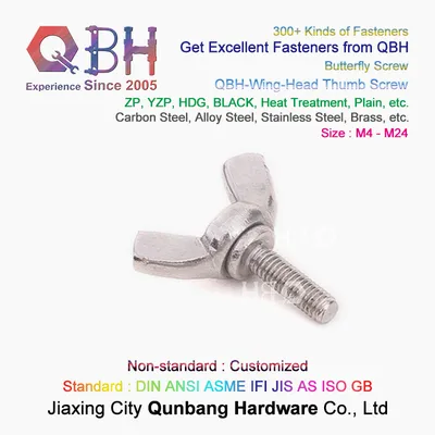 Qbh OEM ODM Wing-Head Wing Butterfly Head Carbon Stainless Steel Copper Thumb Brass Screw Bolt