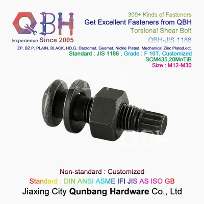 Qbh Plain Black HDG Zp Mechanical Zinc Plated Steel Structure Torsional Shear Tension Control Tc Bolt Beam-to-Column Connections Spare Replacement Accessories