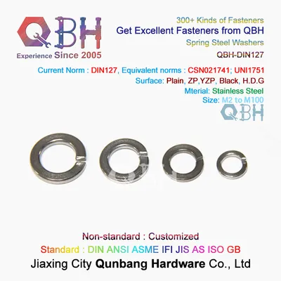 Qbh SUS304/SUS316 Stainless Steel DIN127 DIN127A DIN127b Spring Locked Washer
