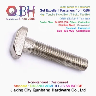 Qbh SUS316 M5 to M20 High Tensile Stainless Steel Tee Type T-Sliding Bolts