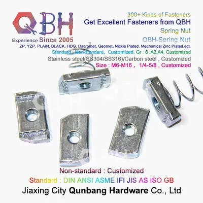 Qbh Section Aluminium Profile Rail Use T-Slot Customized Carbon Stainless Stee Blue White Zinc Plated Black Zp Yzp HDG T Shapped Nut Channel Spring