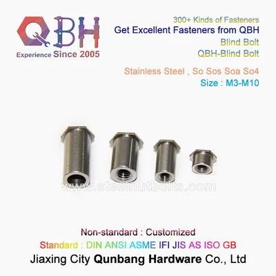 Qbh So Sos Soa So4 Standard M3-M40 Size Stainless Steel Female Thread Thru-Hole Threaded Hexagonal Hexagon Hex Head Self-Clinching Standoffs Hollow Blind Bolt