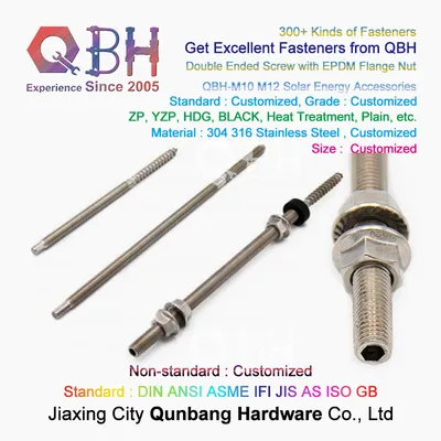 Qbh Solar Power Energy PV Panel Bracket Rack Stand Support Holder Mounting Customized Socket Hollow Blind Hole Head Dual Double Thread Stud Roofing Bolt