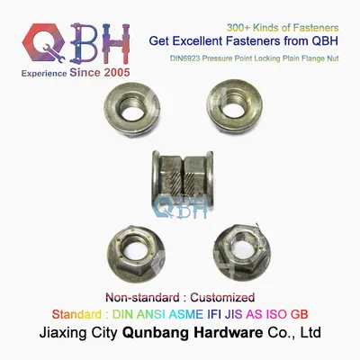 Qbh Special DIN6923 DIN 6923 M5-M20 Carbon Steel Plain Pressure Point No Serration Hexagonal Hexagon Hex Flange Nuts Hardware