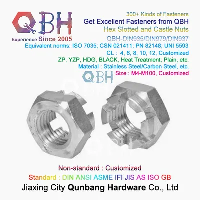 Qbh Stainless Steel SS304 SS316 Carbon Steel 6/8/10/12 Motorcycle Hex Castled Slot Slotted Slotting Front / Rear Wheel Axle Nut