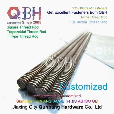 Qbh Standard DIN975 DIN 975 Customized Low Medium Carbon Alloy Steel T Type Trapezoidal Acme Roll Square Section Thread Threaded Long Bar