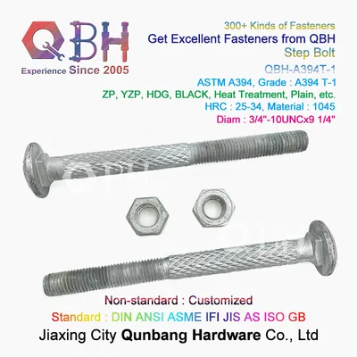 Qbh Steel Structure Signal Tower/Carriage Zp/Yzp/Plain/Black/HDG/Dacromet/Geomet/Nickle Plated Knurl Round Head Customized Carbon/Stainless Steel Step Screw