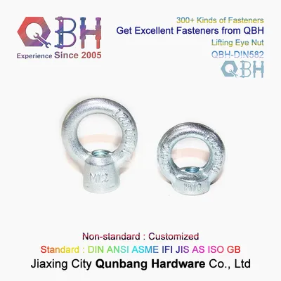 Qbh Wholesale Standard ODM OEM Customized Black Zinc HDG Heat Treatment Dacromet Geomet Forged Galvanzied Carton Steel DIN582 Lifting Eye Swivel Nut