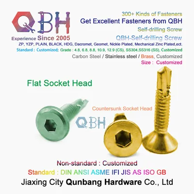 Qbh Zp/Yzp/Bzp/Wzp/Plain/Black/HDG/Dacromet/Geomet/Nickle Plated Carbon Stainless Steel Color Zinc Plated Hex Socket Groove Self-Drilling Self Drilling Screw