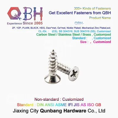 Self Tapping Cross Countersunk Head Screws 304 Stainless Steel