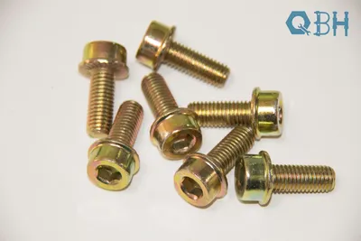 Serrated-Flange Socket Head Yzp Yellow Zinc Plated Flanged Screws, Hexagon Socket Head Bolt with Flange
