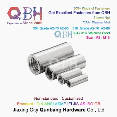 Sleeve Rod Bar Stud Round Coupling Nut Connector Tube Long Nut