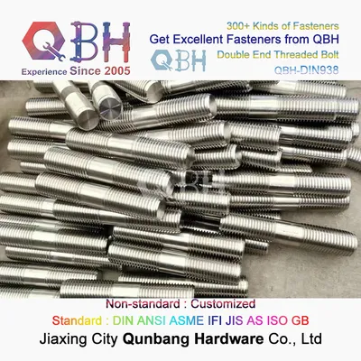 Stainless Steel DIN 938 Dual Two 2 Sides Heads Double End Threaded Thread Rod Stud Double Head Bolt