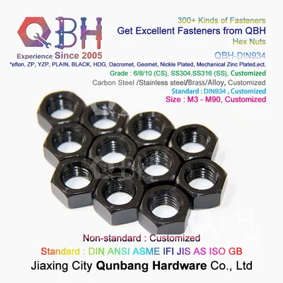 The High Quality DIN934 Carbon Steel Hex Nuts Cl6/8/10 Black/Zinc/HDG/Yzp M3~M90