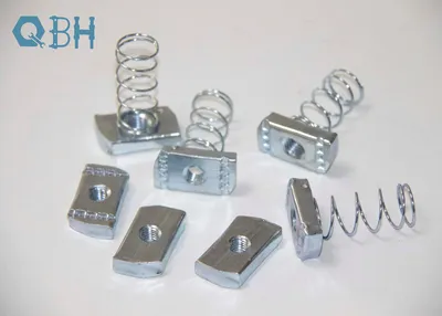 Yjt3259 Carbon Steel Nut with Spring Leaf Zinc, Strut Channel Nuts with Springs