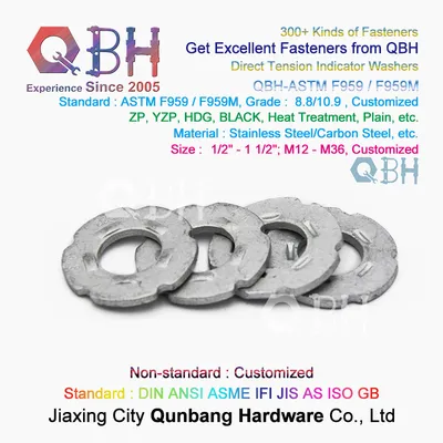 in Stock Qbh Steel Structure Prefabricated Building ASTM F959/F959m Washer Direct Tension Indicator M22 Size 8.8 Grade Dacromet Shims for A325/A490 Bolt